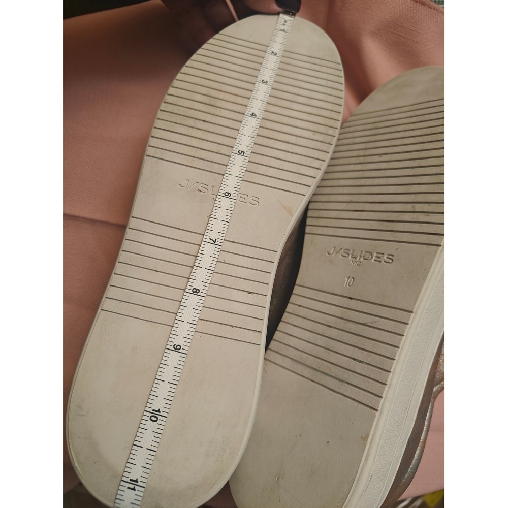 J/Slides NYC Noel Taupe Metallic Leather Platform Slip On Sneakers Womens 10 - Picture 6 of 7